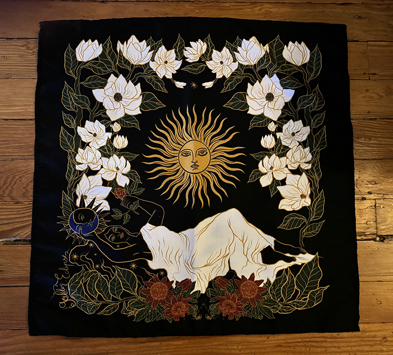 Golden Eclipse sun altar cloth